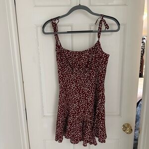 Red romper with flowers